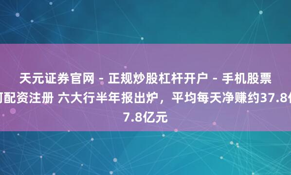 天元证券官网 - 正规炒股杠杆开户 - 手机股票如何配资注册 六大行半年报出炉，平均每天净赚约37.8亿元