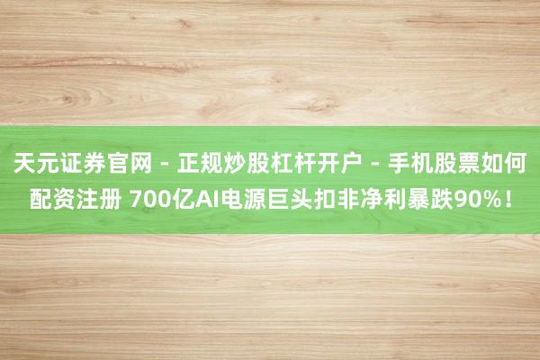 天元证券官网 - 正规炒股杠杆开户 - 手机股票如何配资注册 700亿AI电源巨头扣非净利暴跌90%！